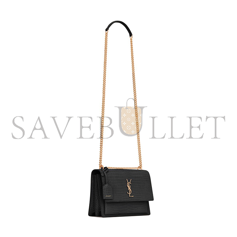 YSL SUNSET MEDIUM IN CROCODILE-EMBOSSED LEATHER 442906DND0J1000 (22*16*6.5cm)